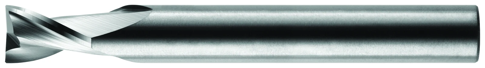 RobbJack A1-201 2-flute stub-length high-performance carbide end mill for aluminum, bright uncoated finish