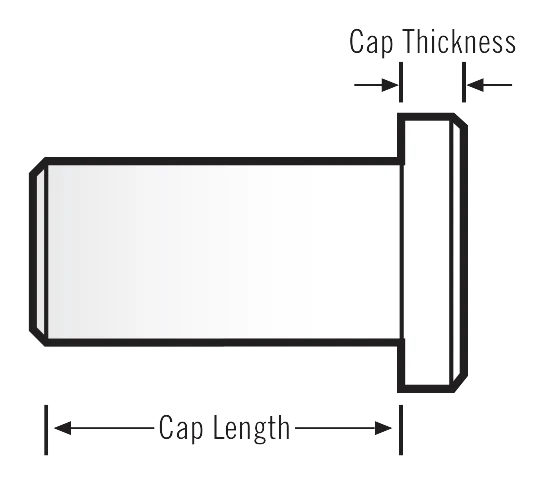AB arbor cap dimension diagram labeling cap length and cap thickness